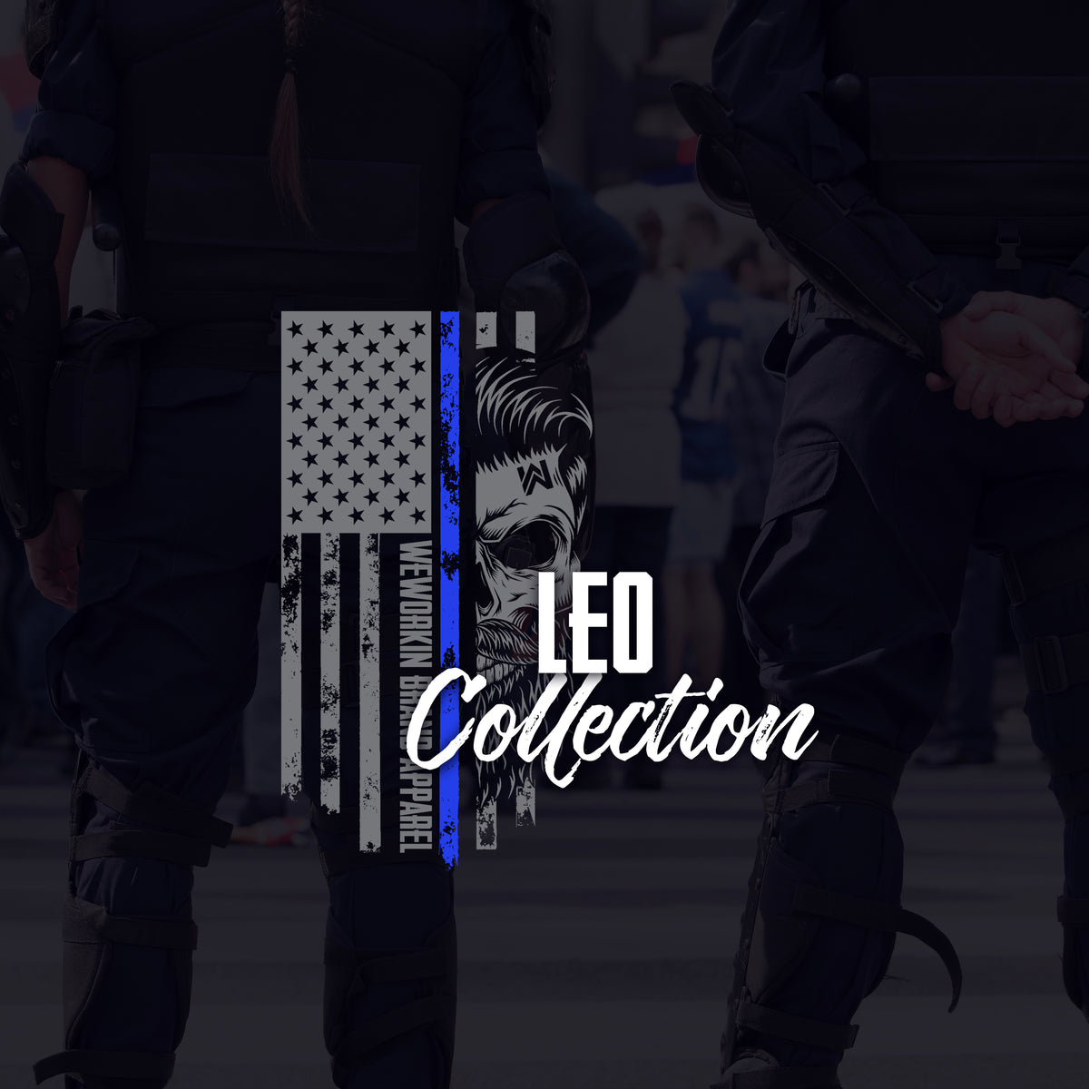 LEO COLLECTION. Thin Blue Line Flag and police