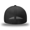 Back view of the all Black Flex Fit style WeWorkin hat—Poly mesh sides and back, Richardson 110 brand (R-Flex trucker). 