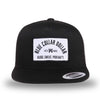 All black, high-profile, WeWorkin hat—snapback, 5-panel classic trucker, mesh sides/back style. We Workin "Blue Collar Dollar Arch" (BCD-ARCH) woven patch with black merrowed edge, on a white background with black text, is centered on the front panel.
