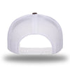 Back of a Brown/White two-tone WeWorkin hat—flatbill, snapback, 5-panel classic trucker, mesh-back style. On white background.
