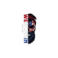 WEWORKIN BRAND Patriotic Skull—Custom die-cut Direct Transfer window sticker in multi-color.