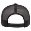 Retro Trucker Hat in all black, mesh back panels and matching black snapback.