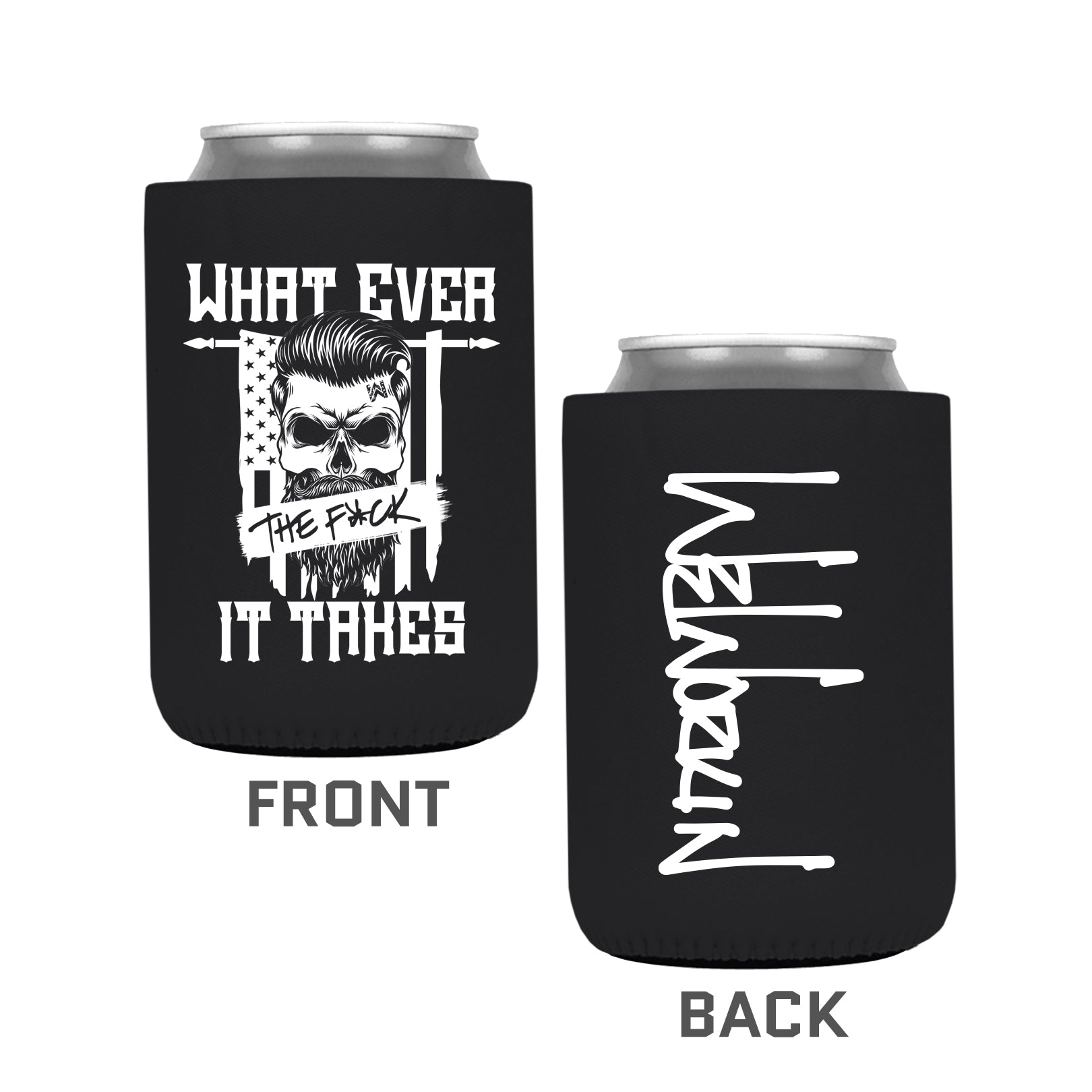 Bottle Cooler, Bearded Skull Decal