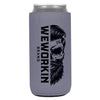 Grey 12 oz koozie, TALL/SLIM fit, heavy foam with WeWorkin Brand icon imprint on both sides in Black color.