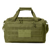 Drab Green tactical range/gear bag pictured from front on a white background. WW Script logo embroidered in black thread on the top panel. 600D polyester canvas, Zippered D-shaped main compartment, Padded wrap on web carry handles, Daisy chains on sides, Front zippered pocket with daisy chain/loop panel for patches.