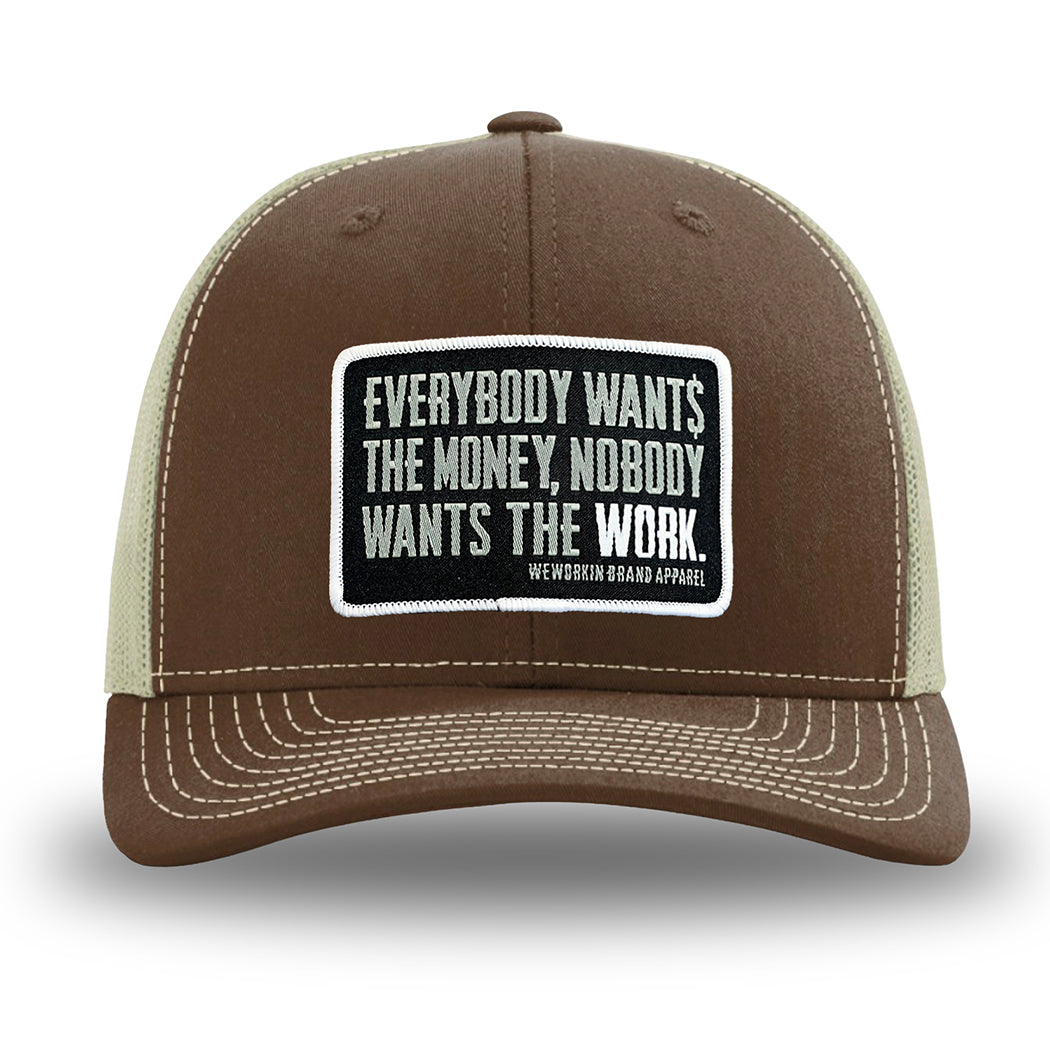 Retro Trucker Patch Hats | Working Hats | We Workin Brown-Khaki